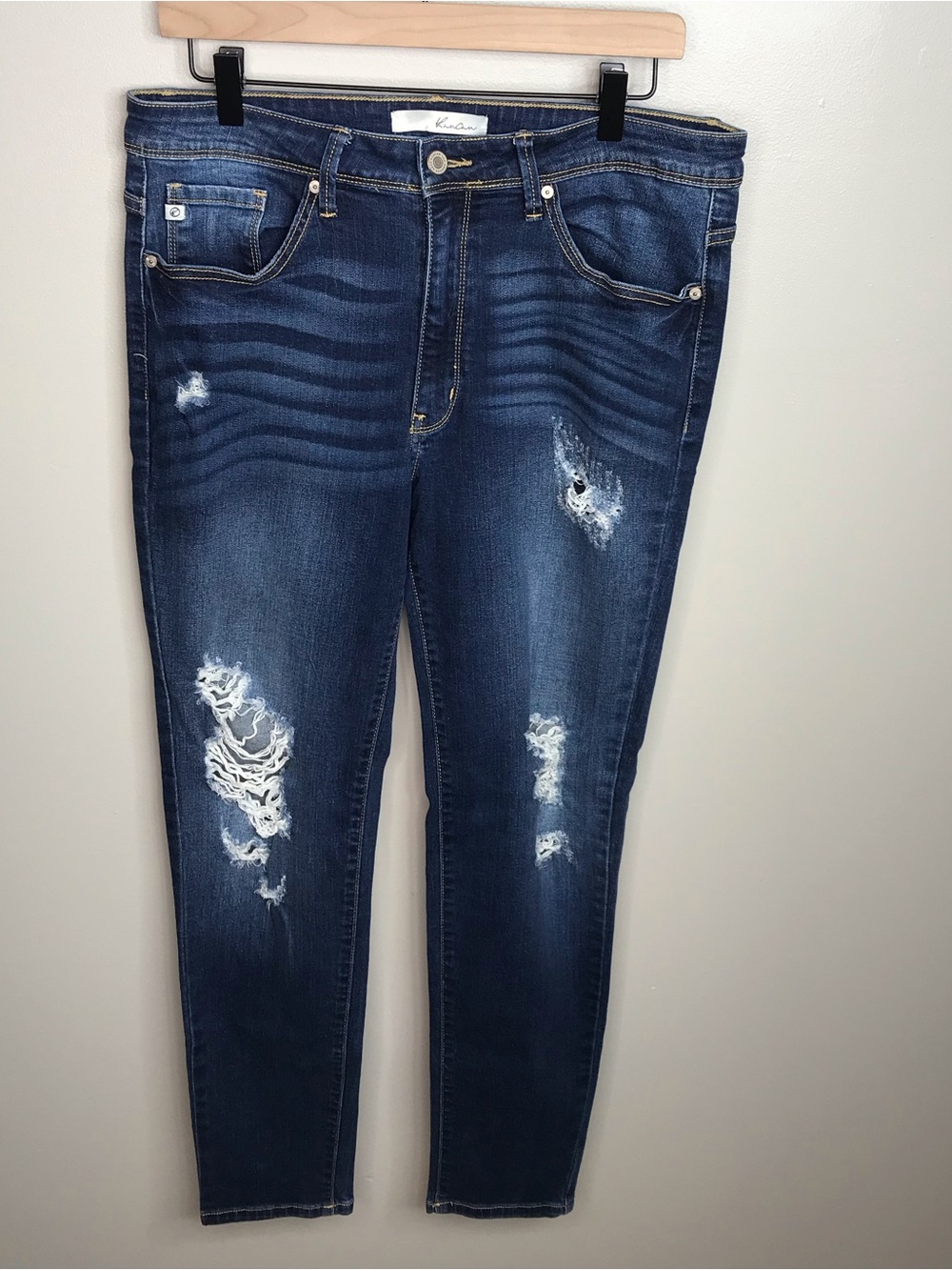 KanCan Distressed Dark Blue Skinny Jeans Size 15/30